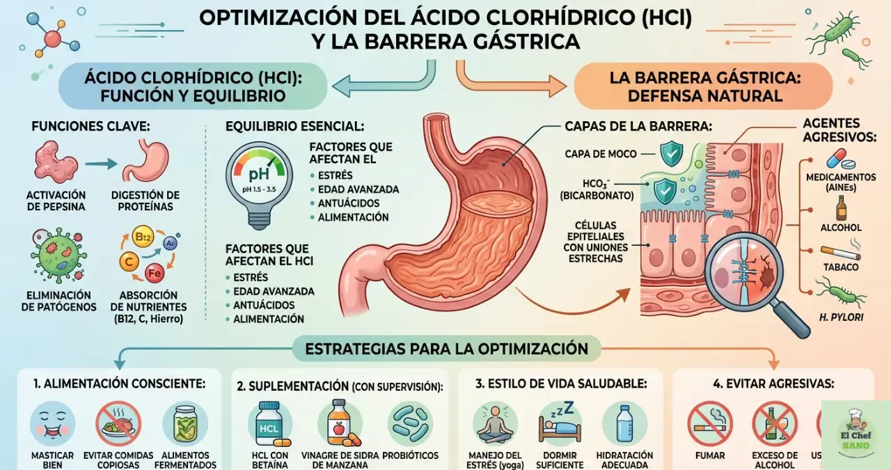 optimización de acido clorhídrico y barrera gástrica
