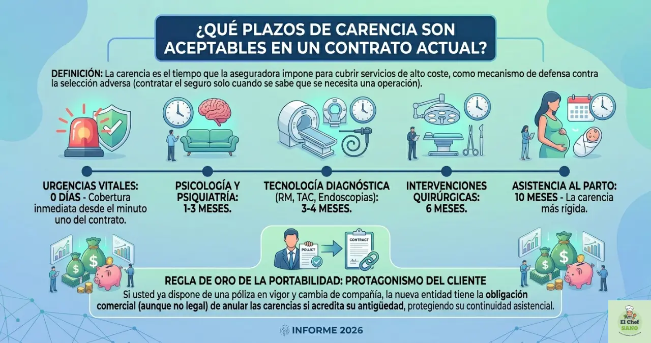 qué plazos de carencia son aceptables en un contrato actual