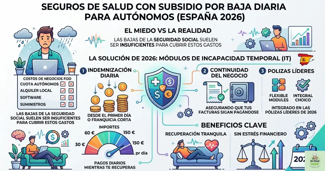 seguro de salud con subsidio por baja diaria para autónomos 2026