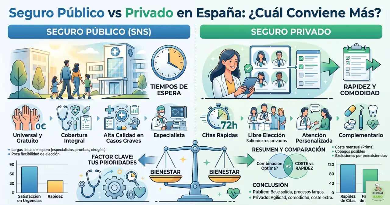 seguro público vs privado en España 2026
